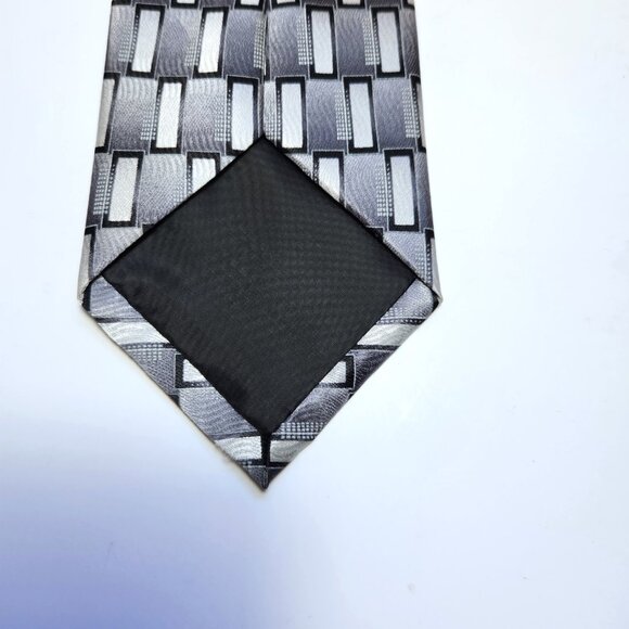 Pierre Cardin Mens Necktie Grey-Black-White Squares 100% Silk Neck Tie 3… - Picture 7 of 7